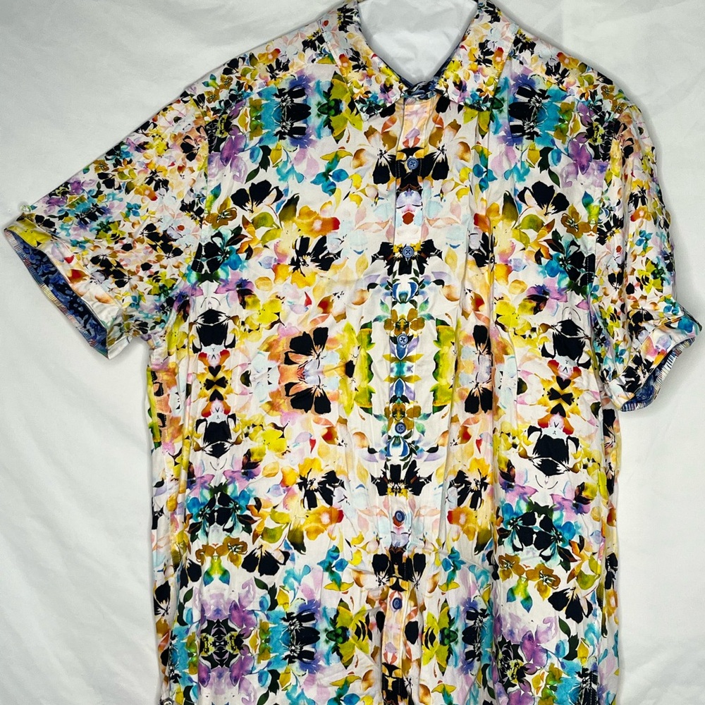 Robert Graham Yellow and Blue Casual Button Down Shirt